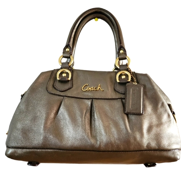 Coach Ashley Convertible Leather Metallic Satchel Handbag Purse F15445 - Picture 1 of 16